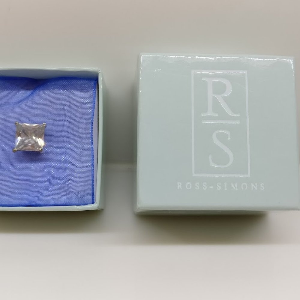 SINGLE 8mm Cubic Zirconia CZ Stud Earring Princess Cut Post Push Back Square Cut